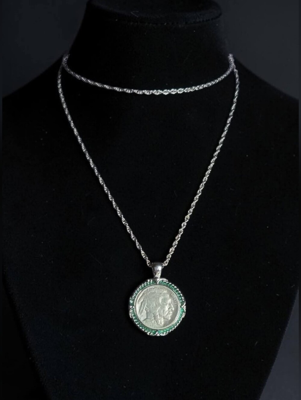 Vintage Buffalo Nickel Pendant on 24-Inch Rope Chain